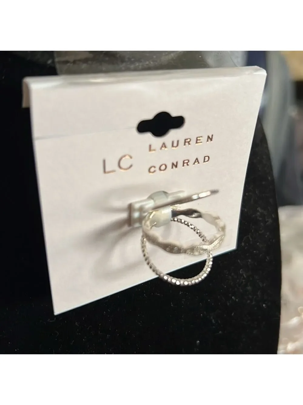 Lauren Conrad Ring Set, Size 7, Bands, Silver-Tone w/clear Stones
